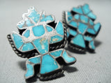 One Of The Best Ever Vintage Native American Zuni Turquoise Sterling Silver Earrings-Nativo Arts