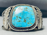Colossal Vintage Native American Navajo Pilot Mountain Turquoise Sterling Silver Huge Bracelet-Nativo Arts