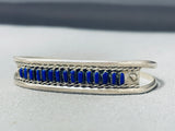 Elegant Vintage Native American Zuni Lapis Sterling Silver Bracelet-Nativo Arts