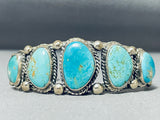 Tremendous Vintage Native American Navajo 5 Turquoise Sterling Silver Bracelet-Nativo Arts