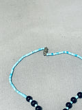 Brilliant Native American Navajo Turquoise Heishi Jet Sterling Silver Necklace-Nativo Arts