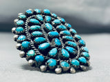 Important Vintage Native American Zuni Turquoise Cluster Sterling Silver Ring-Nativo Arts