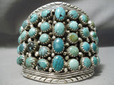 One Of Biggest Best Vintage Native American Navajo Green Blue Turquoise Sterling Silver Bracelet-Nativo Arts