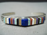 Native American One Of The Most Precise Protruding Inlay Turquoise Sterling Silver Bracelet-Nativo Arts
