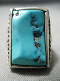 Huge Men's Vintage Native American Navajo Eagle Turquoise Sterling Silver Ring Old-Nativo Arts