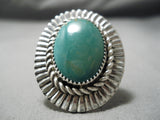 Huge Wave Master Native American Green Turquoise Sterling Silver Ring-Nativo Arts