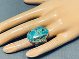 Eye-catching Native American Navajo Royston Turquoise Sterling Silver Ring-Nativo Arts