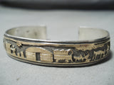 Phenomenal Native American Navajo Sterling Silver 12k Gold Storyteller Bracelet-Nativo Arts