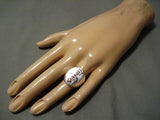 Important Native American Zuni Harlan Coonsis Sterling Silver Coral Sterling Silver Ring-Nativo Arts
