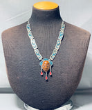 Most Detailed Hand Carved Vintage Turquoise Sterling Silver Necklace-Nativo Arts