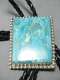 Superior Vintage Native American Navajo Squared Turquoise Sterling Silver Bolo Tie-Nativo Arts