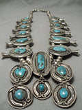 One Of The Best Vintage Native American Navajo Turquoise Sterling Silver Squash Blossom Necklace-Nativo Arts