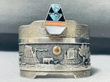 The Best Vintage Native American Navajo Inlay Turquoise Arviso Bracelet Cuff-Nativo Arts