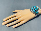 Massive Vintage Native American Navajo Morenci Turquoise Sterling Silver Bracelet-Nativo Arts