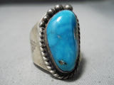 Marvelous Vintage Native American Navajo Bisbee Turquoise Sterling Silver Ring-Nativo Arts