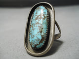 One Of The Best Vintage Native American Navajo Old Kingman Turquoise Sterling Silver Ring-Nativo Arts
