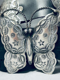 Vince Platero Huge Butterlfy Vintage Native American Navajo Sterling Silver Concho Belt-Nativo Arts