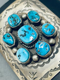 Traditional Vintage Native American Navajo Morenci Turquoise Sterling Silver Bowguard-Nativo Arts