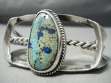 Sturdy Thick!! Vintage Native American Navajo Turquoise Sterling Silver Bracelet Cuff Old-Nativo Arts