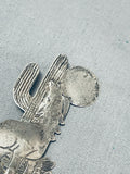 Noteworthy Howling Coyote Vintage Native American Navajo Sterling Silver Pin-Nativo Arts