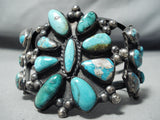 One Of The Best Museum Vintage Native American Navajo Turquoise Sterling Silver Clucter Bracelet-Nativo Arts