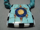 Native American Exquisite Santo Domingo Graduated Turquoise Sterling Silver Necklace-Nativo Arts