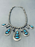Jimmy Henderson Vintage Native American Navajo Turquoise Sterling Silver Necklace-Nativo Arts