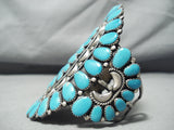 One Of The Best Vintage Native American Navajo Blue Gem Turquoise Sterling Silver Bracelet-Nativo Arts