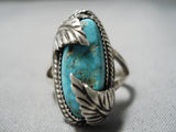 Impressive Vintage Native American Navajo Turquoise Sterling Silver Ring Old-Nativo Arts