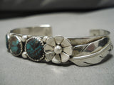 Opulent Vintage Native American Navajo Red Mountain Turquoise Sterling Silver Bracelet Old-Nativo Arts