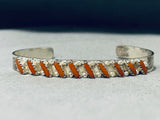Native American Impressive Signed Zuni Corals Sterling Silver Bracelet-Nativo Arts