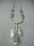 Tremendous Navajo Sterling Silver Feather Necklace Native American-Nativo Arts