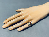 Superb Vintage Native American Zuni Inlay Pipestone Mother Of Pearl Sterling Silver Ring-Nativo Arts