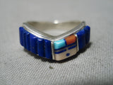 One Of The Best Native American Navajo Lapis Turquoise Coral Sterling Silver Master Ring-Nativo Arts