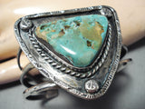 Huge Vintage Native American Navajo Triangular Royston Turquoise Sterling Silver Bracelet-Nativo Arts