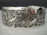 Exceptional Vintage Native American Navajo Sterling Silver Eagle Dancers Bracelet-Nativo Arts