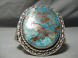 Opulent Vintage Native American Navajo Very Rare Turquoise Sterling Silver Bracelet Old-Nativo Arts