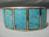 Important Vintage Native American Navajo #8 Turquoise Sterling Silver 1981 Bracelet Old-Nativo Arts