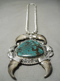 One Of The Best Vintage Native American Navajo Spiderweb Turquoise Sterling Silver Necklace Old-Nativo Arts