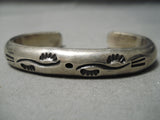 Thick And Heavy!! Vintage Native American Navajo Sterling Silver Bracelet Old-Nativo Arts