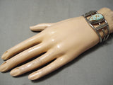 Opulent Natural #8 Turquoise Vintage Native American Navajo Sterling Silver Bracelet Old-Nativo Arts