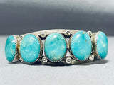Heavy Vintage Native American Navajo Green Domed Turquoise Sterling Silver Bracelet-Nativo Arts