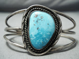 Magnificent Vintage Native American Navajo Old Kingman Turquoise Sterling Silver Bracelet-Nativo Arts