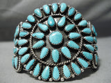 Impressive Vintage Native American Navajo Turquoise Cluster Sterling Silver Bracelet Old-Nativo Arts