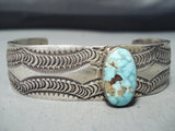 Important Navajo Native American Carico Lake Turquoise Sterling Silver Bracelet-Nativo Arts