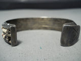 Thicker Heavy Vintage Native American Navajo Turquoise Heishi Sterling Silver Bracelet Old-Nativo Arts