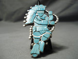 Exquisite Vintage Zuni Native American Turquoise Dancer Sterling Silver Ring-Nativo Arts