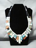 Native American One Of The Most Detailed Santo Domingo Turquoise Sterling Silver Necklace-Nativo Arts