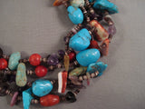 180 Grams Navajo Native American Jewelry jewelry Large Turquoise Dark Heishi Whitegoat Necklace-Nativo Arts
