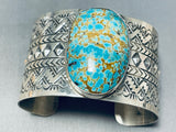Phenomenal San Felipe Signed 8 Turquoise Sterling Silver Gigantic Bracelet-Nativo Arts